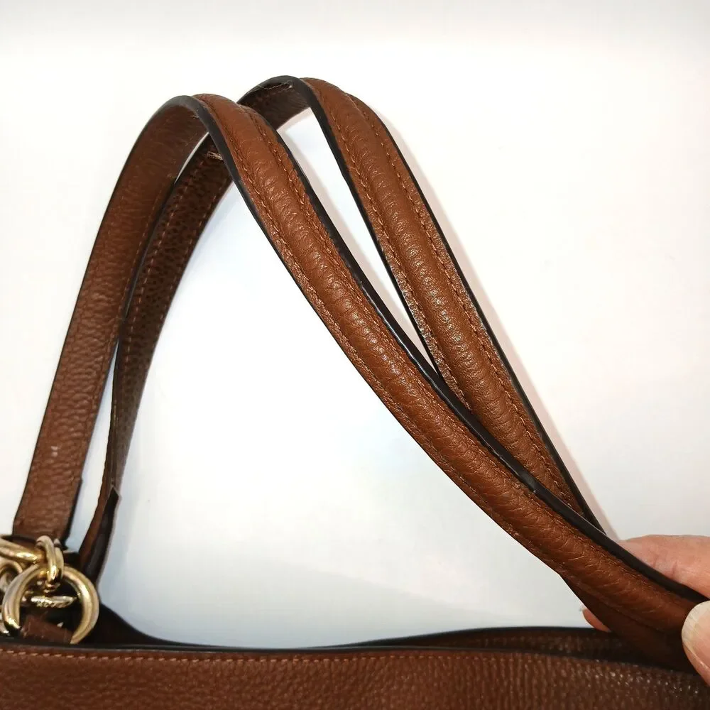 Coach Lexy F28997 Chocolate Brown Pebbled Leather Shoulder Bag No Bag Charm
